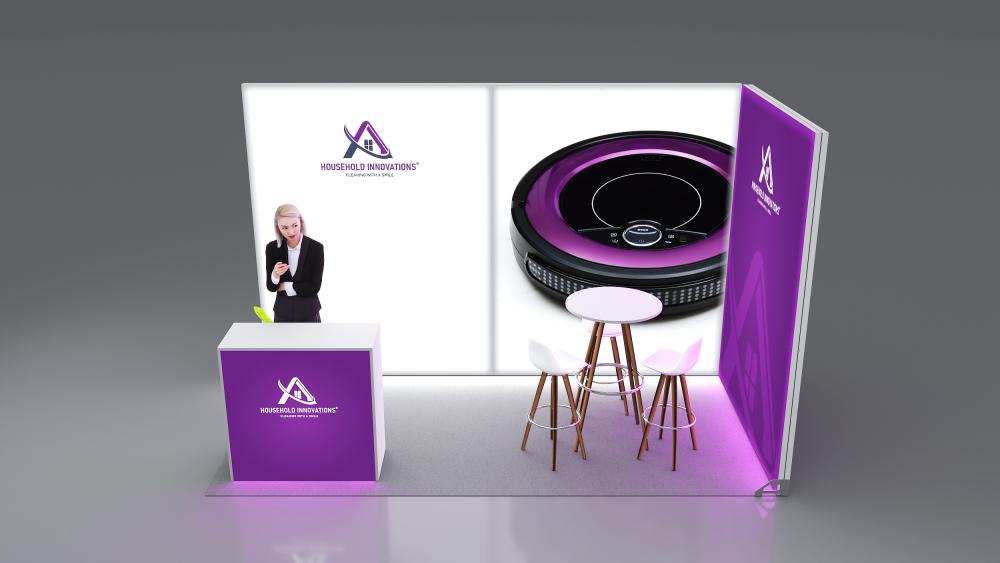 Messestand System Frankfurt | 412 x 212 cm, nachhaltig, werkzeugfrei, Hinterleuchtung für Messeauftritt - Bild 4