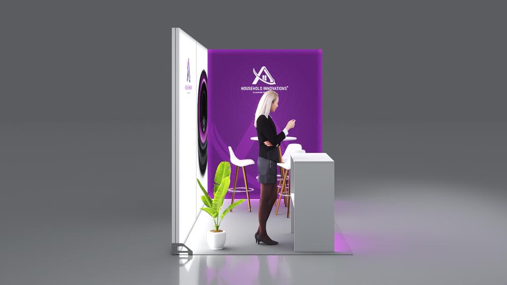 Messestand System Frankfurt | 412 x 212 cm, nachhaltig, werkzeugfrei, Hinterleuchtung für Messeauftritt - Bild 5