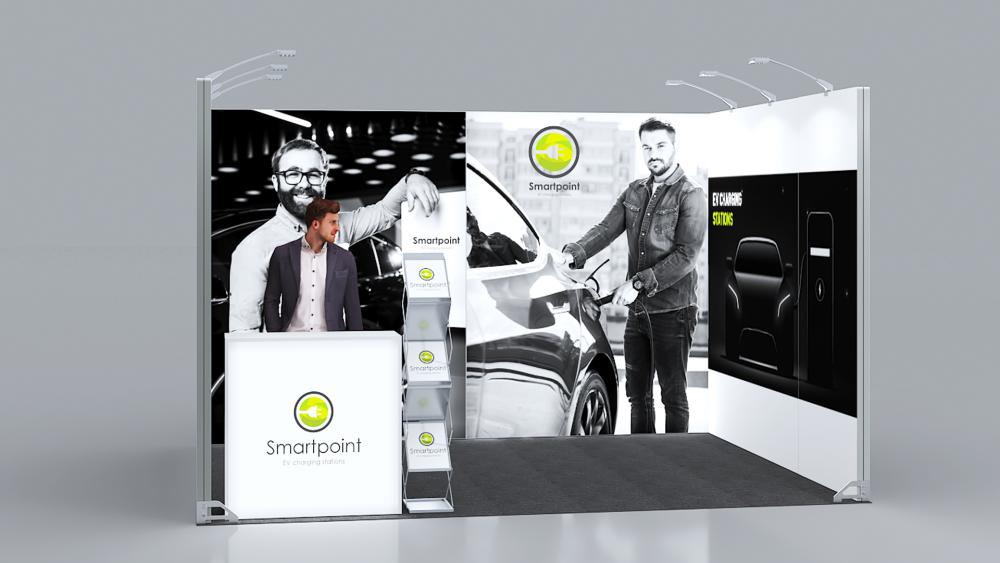 Messestand System Hamburg 400 x 312 cm | werkzeugfrei, LED Spots & Hinterleuchtung | perfekt für Messe - Bild 2