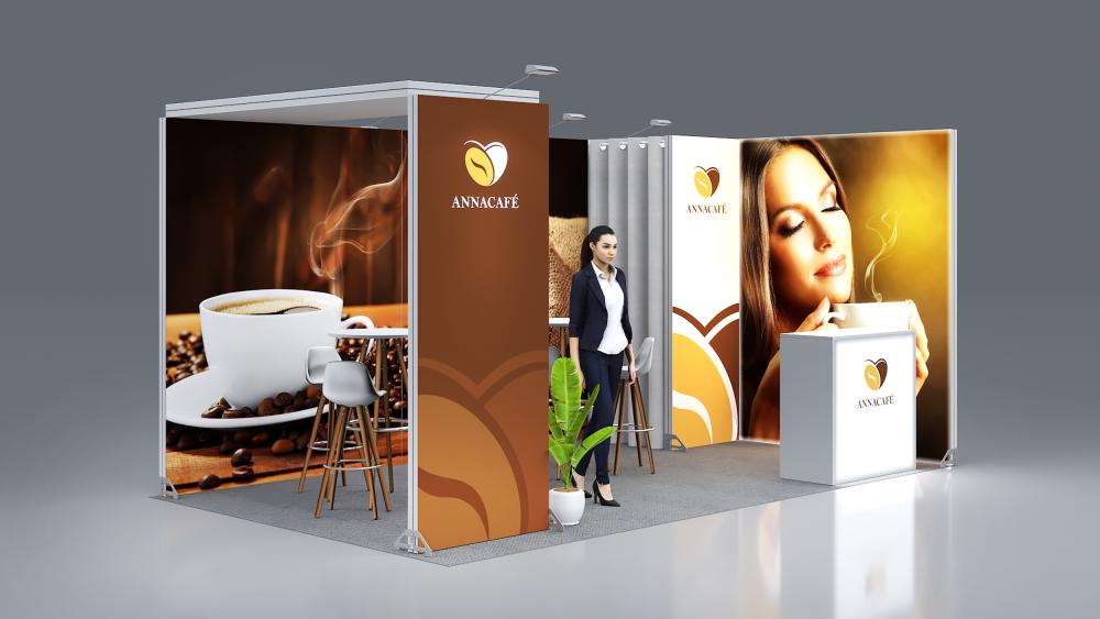 Messestand System Essen 512 x 320 cm | werkzeugfrei, LED Spots & Hinterleuchtung |für professionelle Messeauftritt - Bild 2