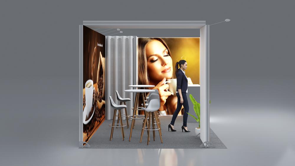 Messestand System Essen 512 x 320 cm | werkzeugfrei, LED Spots & Hinterleuchtung |für professionelle Messeauftritt - Bild 4