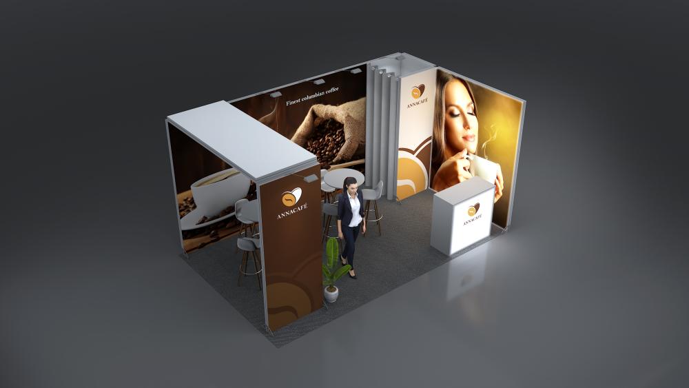 Messestand System Essen 512 x 320 cm | werkzeugfrei, LED Spots & Hinterleuchtung |für professionelle Messeauftritt - Bild 6