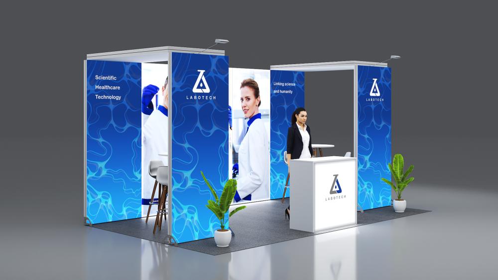 Messestand System Berlin 506 x 300 cm | werkzeugfrei, LED Spots & Hinterleuchtung, ideal für Messeauftritt - Bild 2
