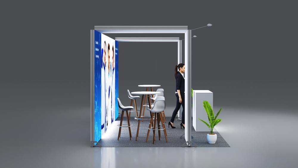 Messestand System Berlin 506 x 300 cm | werkzeugfrei, LED Spots & Hinterleuchtung, ideal für Messeauftritt - Bild 4