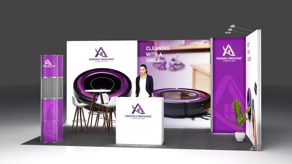 Messewand Stecksystem Leipzig 522 x 322 cm | werkzeugfrei, LED Spots & Hinterleuchtung | ideal für Messeauftritt - Bild 3