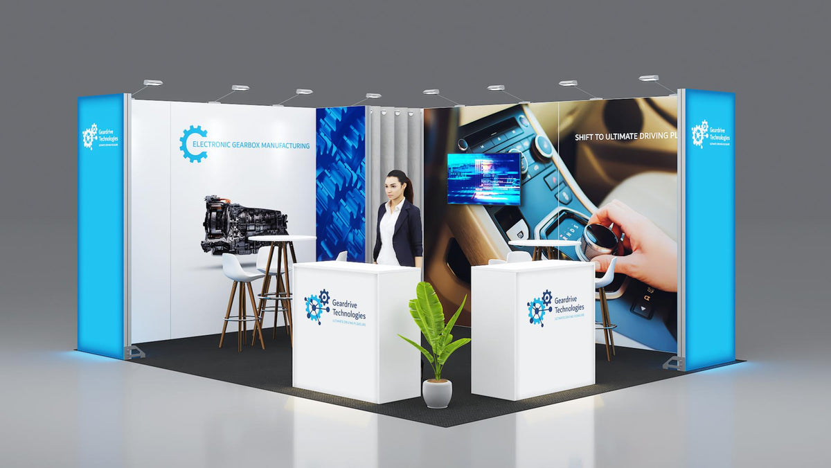 Messewand Stecksystem Aachen 518 x 426 cm | werkzeugfrei, LED Spots & Hinterleuchtung| perfekt für Messeauftritt - Bild 2