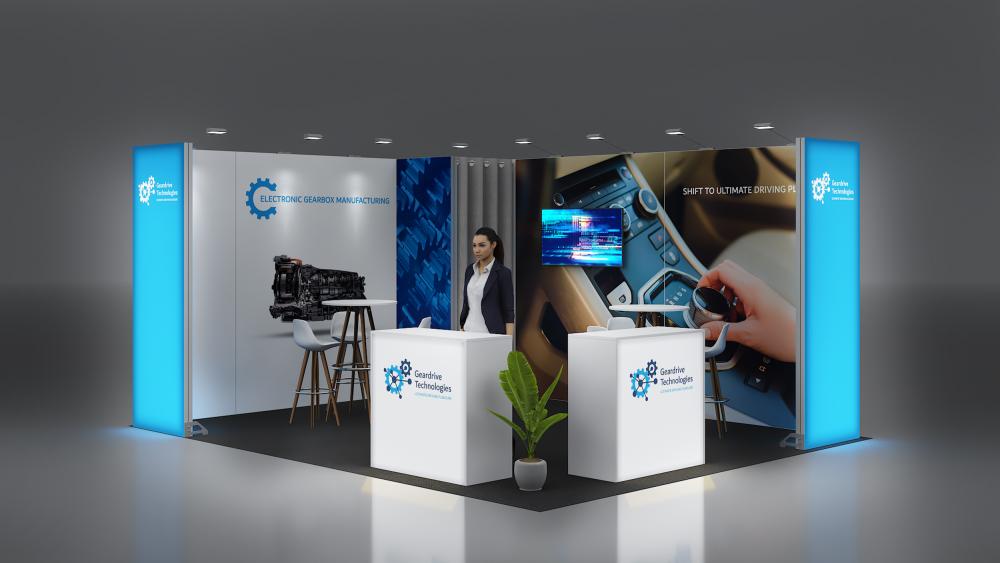 Messewand Stecksystem Aachen 518 x 426 cm | werkzeugfrei, LED Spots & Hinterleuchtung| perfekt für Messeauftritt - Bild 6