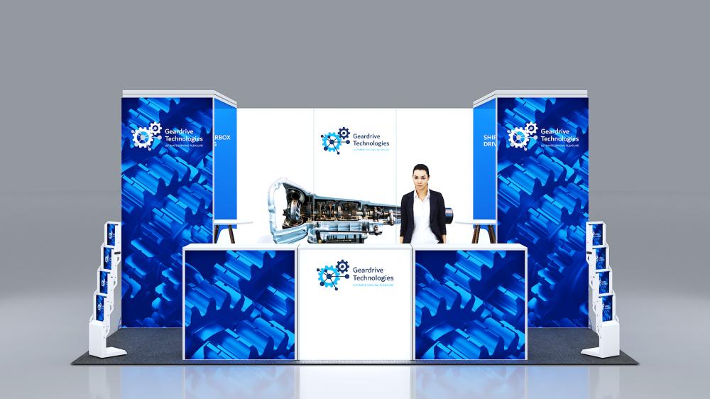 Messewand Stecksystem Mannheim 508 x 400 cm | werkzeugfrei, LED Spots & Hinterleuchtung für Messeauftritt - Bild 3
