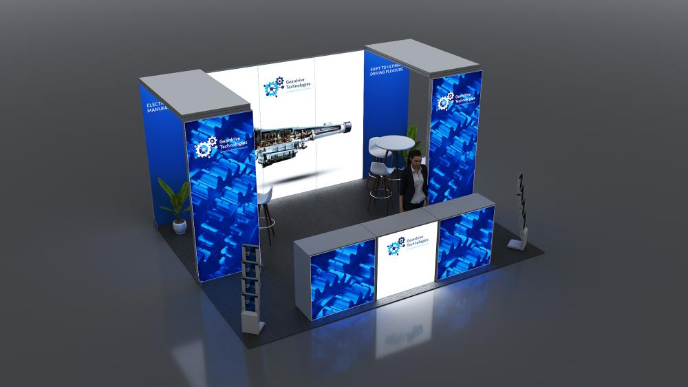 Messewand Stecksystem Mannheim 508 x 400 cm | werkzeugfrei, LED Spots & Hinterleuchtung für Messeauftritt - Bild 6