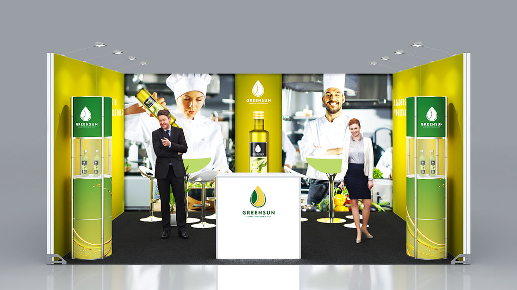 Messewand Stecksystem Heilbronn 518 x 426 cm | werkzeugfrei, LED Spots & Hinterleuchtung für professionelle Messeauftritt - Bild 3