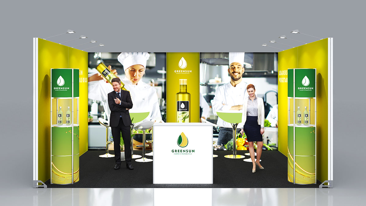 Messewand Stecksystem Heilbronn 518 x 426 cm | werkzeugfrei, LED Spots & Hinterleuchtung für professionelle Messeauftritt - Bild 3