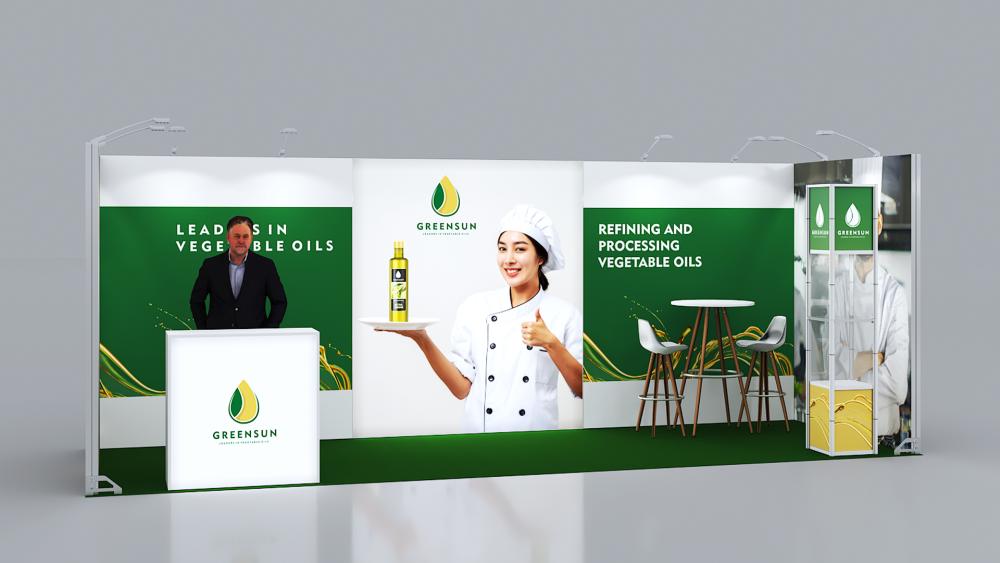 Messewand Stecksystem Bremen 616 x 204 cm | werkzeugfrei, LED Spots & Hinterleuchtung für Messeauftritt - Bild 2