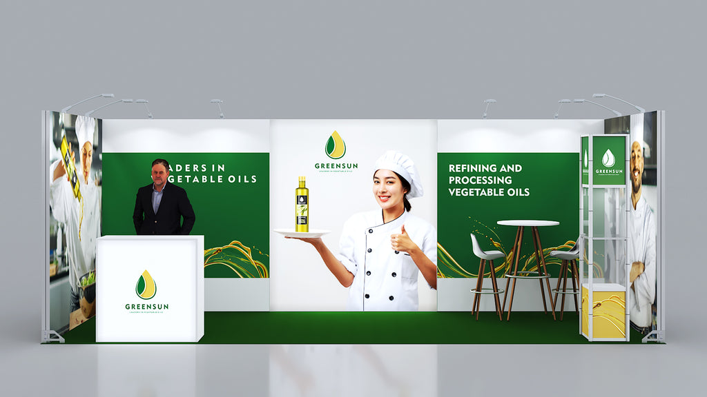 Messewand Stecksystem Bremen 616 x 204 cm | werkzeugfrei, LED Spots & Hinterleuchtung für Messeauftritt - Bild 3