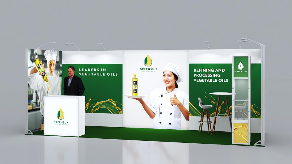 Messewand Stecksystem Bremen 616 x 204 cm | werkzeugfrei, LED Spots & Hinterleuchtung für Messeauftritt - Bild 4