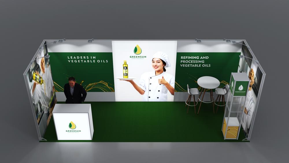 Messewand Stecksystem Bremen 616 x 204 cm | werkzeugfrei, LED Spots & Hinterleuchtung für Messeauftritt - Bild 6