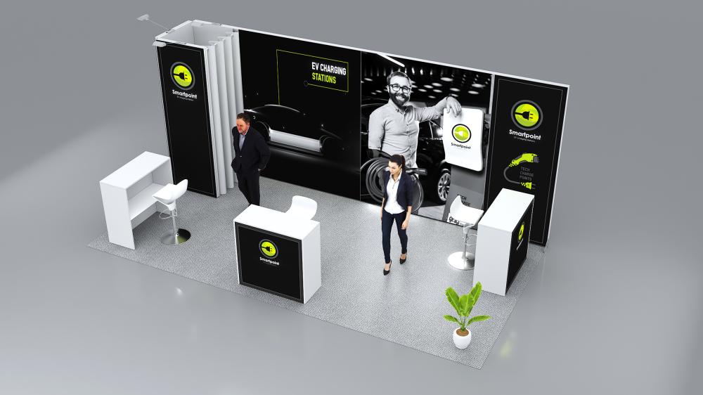 Messewand Stecksystem Augsburg 622 x 300 cm | modular, werkzeugfrei, LED Spots & Hinterleuchtung für Messen - Bild 5