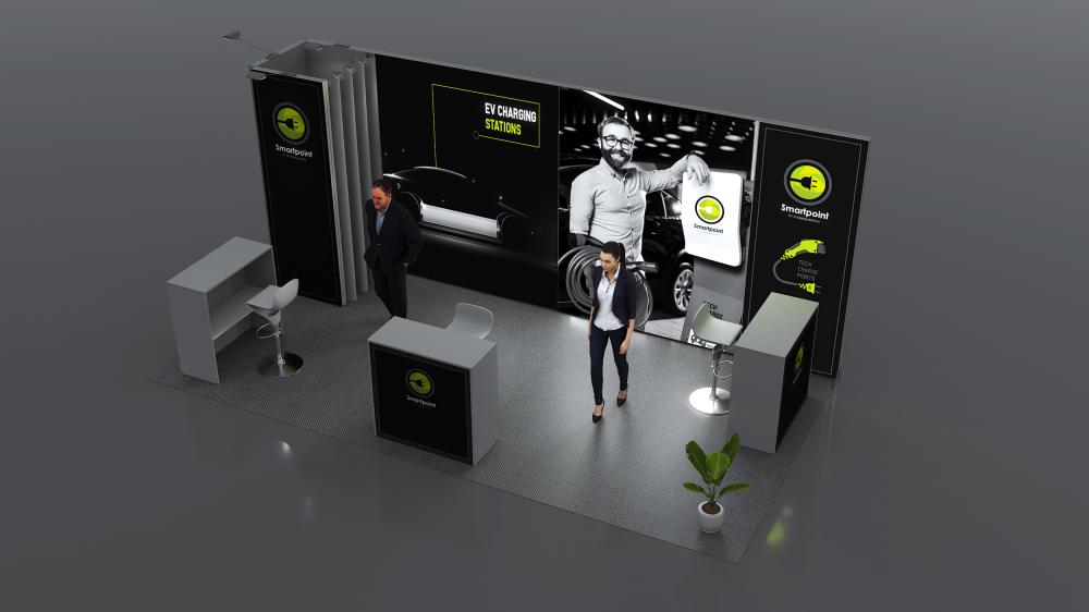 Messewand Stecksystem Augsburg 622 x 300 cm | modular, werkzeugfrei, LED Spots & Hinterleuchtung für Messen - Bild 6