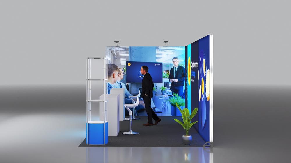 Messewand Stecksystem Friedrichshafen 614 x 314 cm | werkzeugfrei, LED Spots & Hinterleuchtung, ideal für Messeauftritt - Bild 4