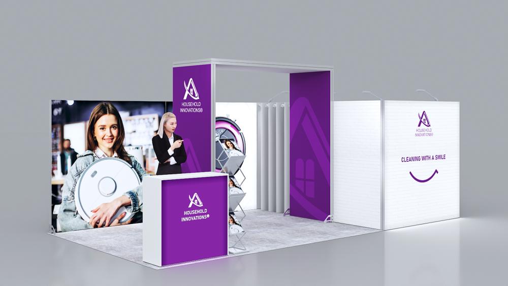 Messewand Stecksystem Dresden 614 x 316 cm | werkzeugfrei | LED Spots & Hinterleuchtung für Messestände - Bild 2