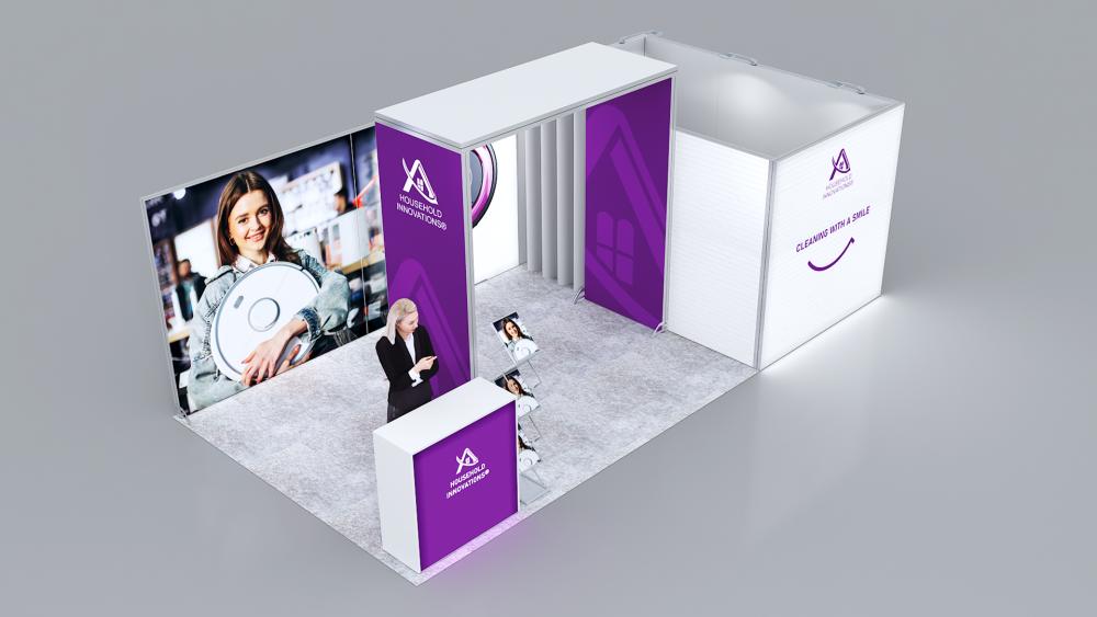 Messewand Stecksystem Dresden 614 x 316 cm | werkzeugfrei | LED Spots & Hinterleuchtung für Messestände - Bild 5