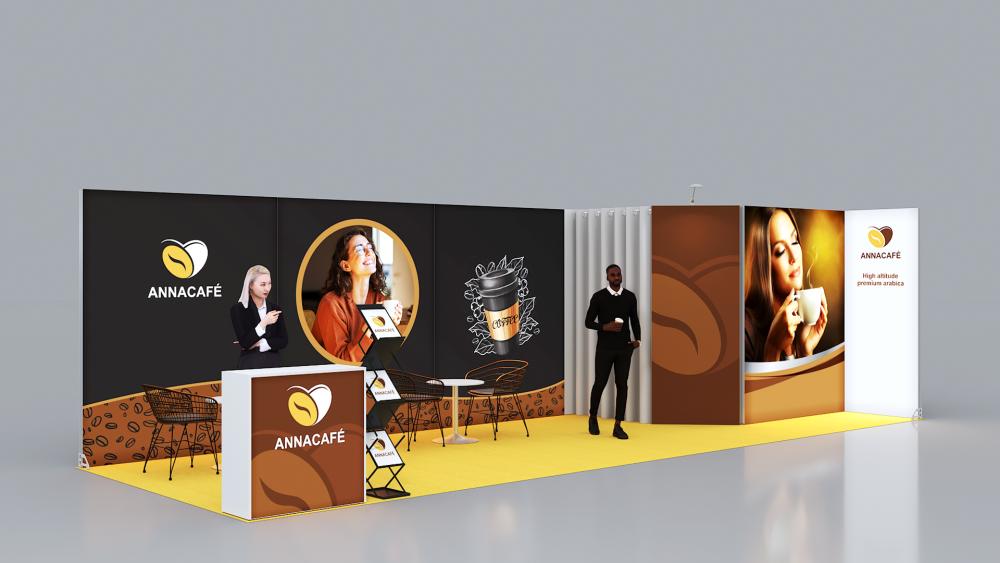 Messewand Stecksystem Karlsruhe 904 x 312 cm | nachhaltig, werkzeugfrei, LED Spots & Hinterleuchtung, ideal für Messeauftritt - Bild 2