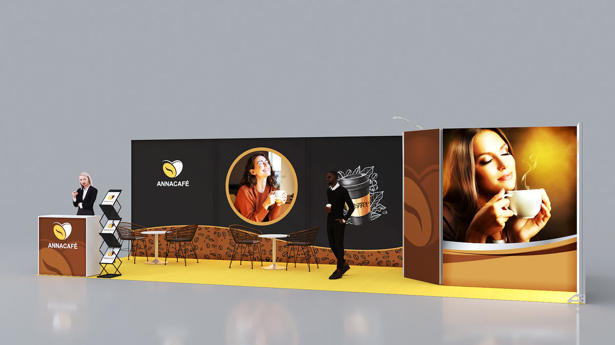 Messewand Stecksystem Karlsruhe 904 x 312 cm | nachhaltig, werkzeugfrei, LED Spots & Hinterleuchtung, ideal für Messeauftritt - Bild 4