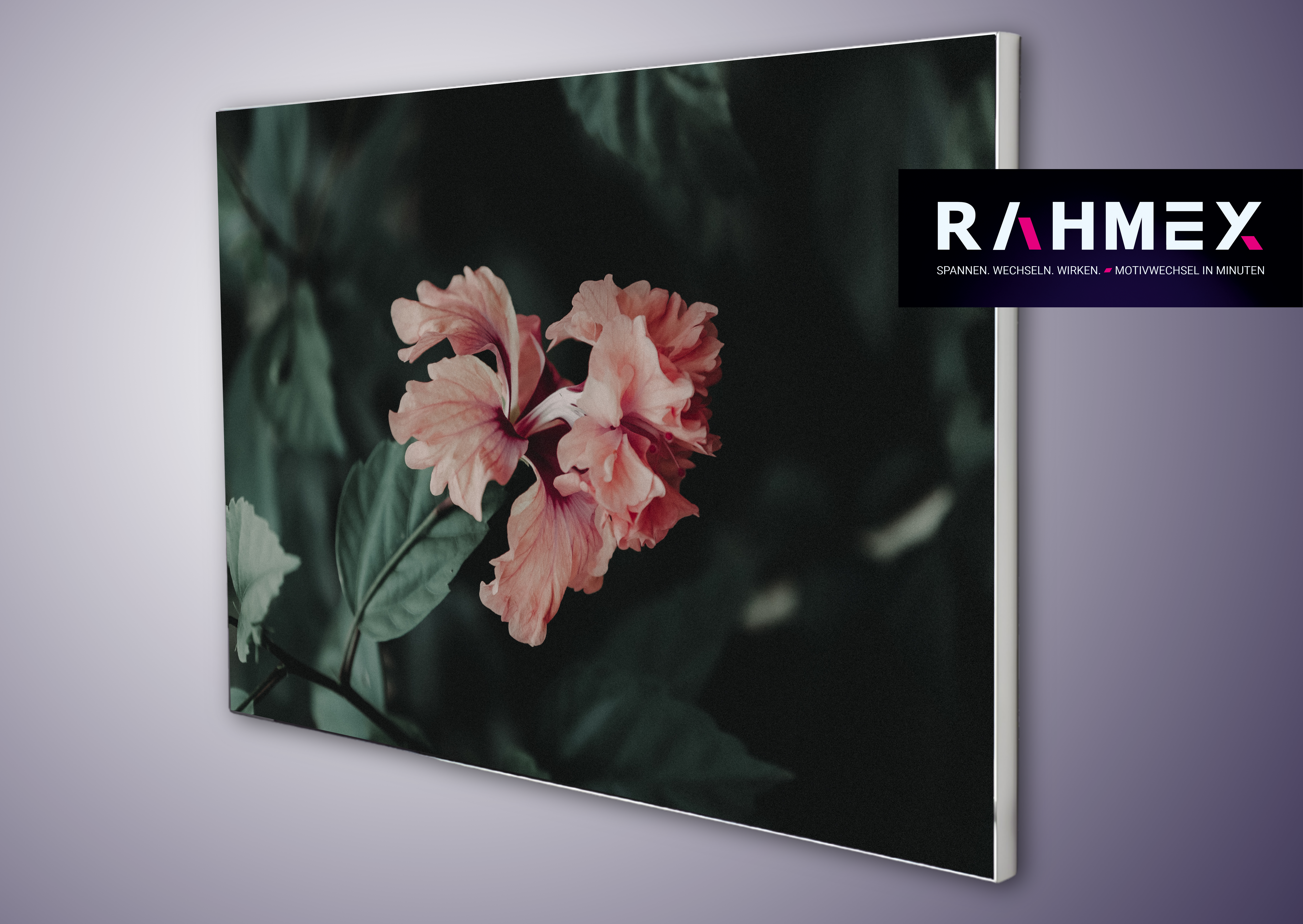 RAHMEX Textilspannrahmen 85 x 60 cm zur Wandmontage Indoor  – inkl. Druck | Motivwechsel in Minuten