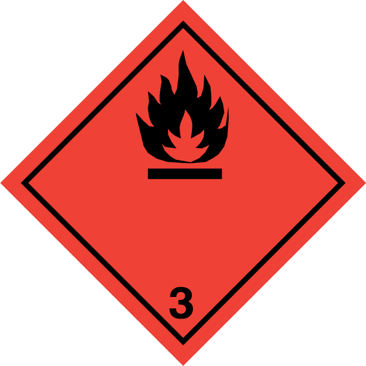Gefahrstoffsymbole „Entzündbare Flüssigkeiten“, Klasse 3 | Ethanol, Aceton, Dieselkraftstoff | ADR, UN, GGVSEB Gefahrgut Kennzeichnung  