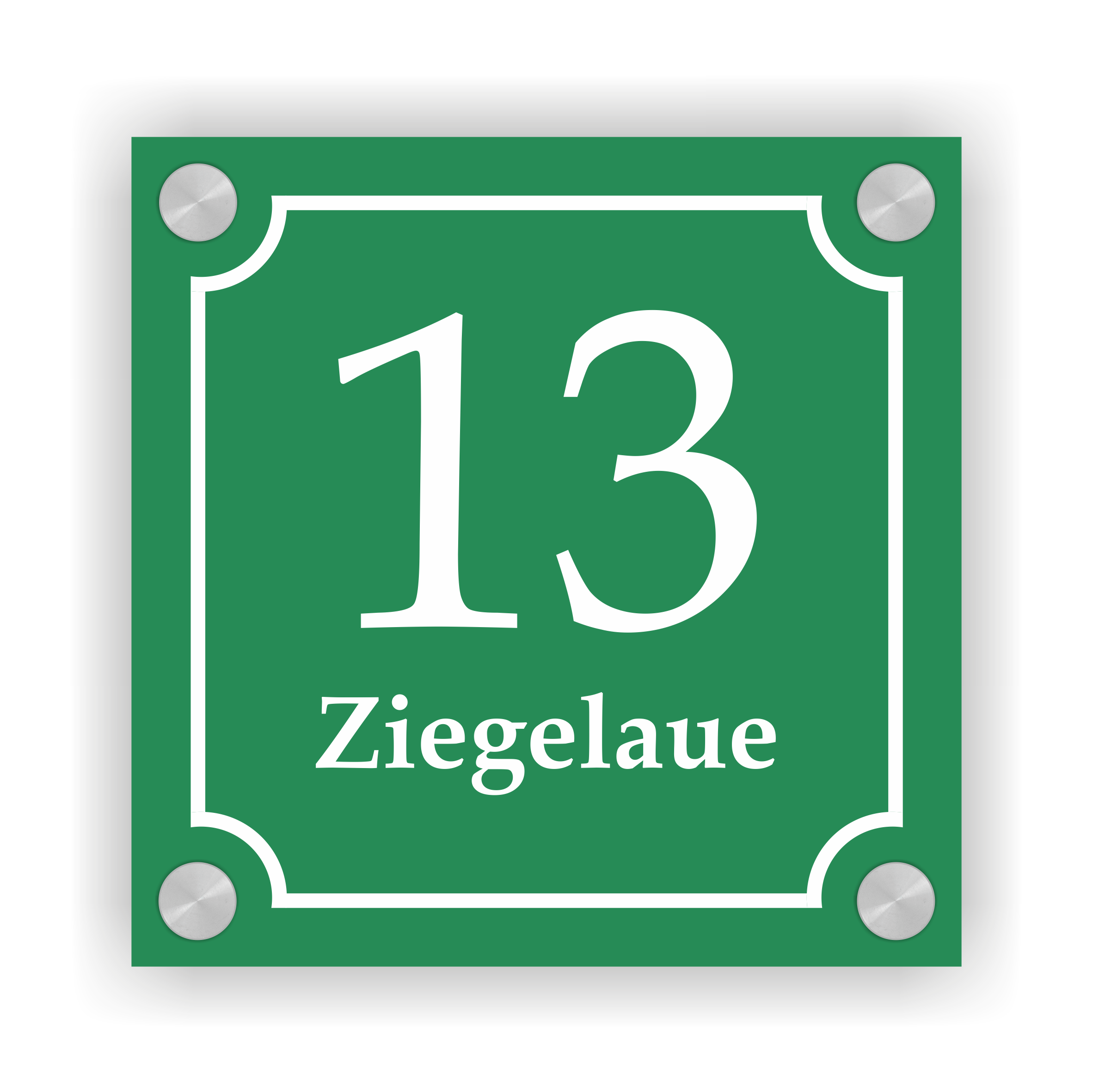 Hausnummernschild Alu-Verbund 2 mm (15 × 15 cm) | Abstandshaltern  | Bohrungen 