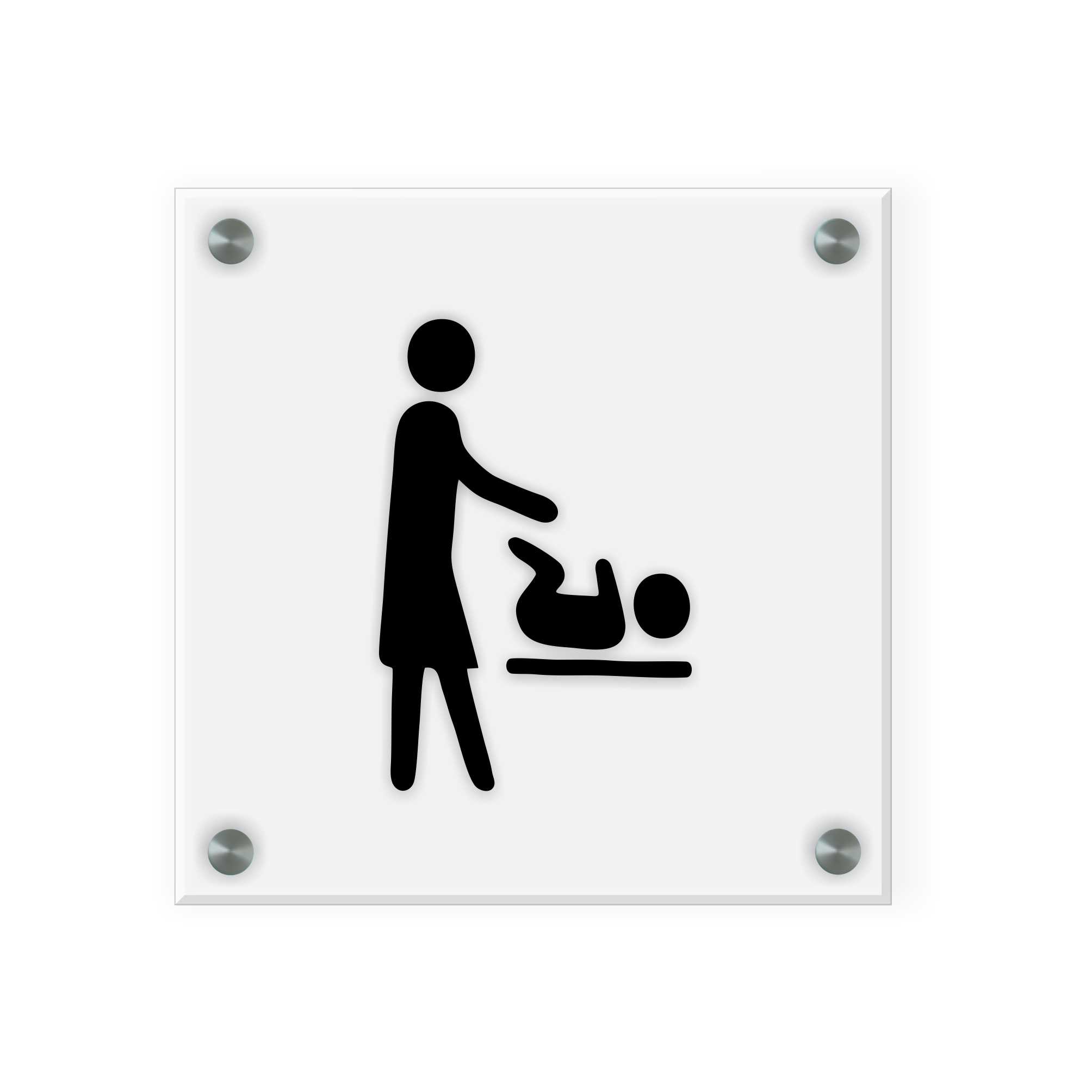 Wickelraum Schild für WC  | Design B | 15 cm x 15 cm Glas | Weiß, Schwarz, Anthrazit