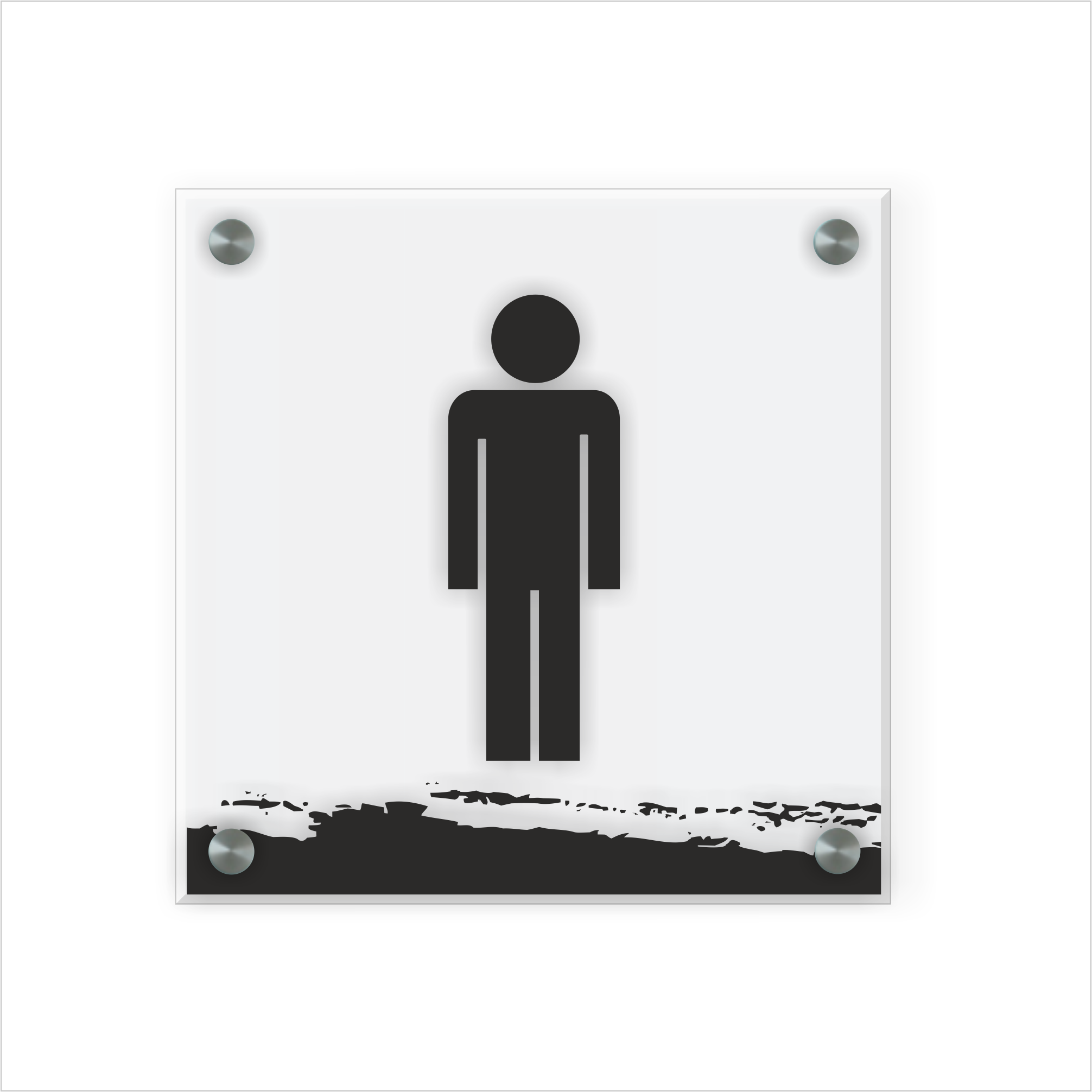 WC Schild Herren Design I | 15 cm x 15 cm Glas | Weiß, Schwarz, Anthrazit | mit / ohne Abstandshaltern