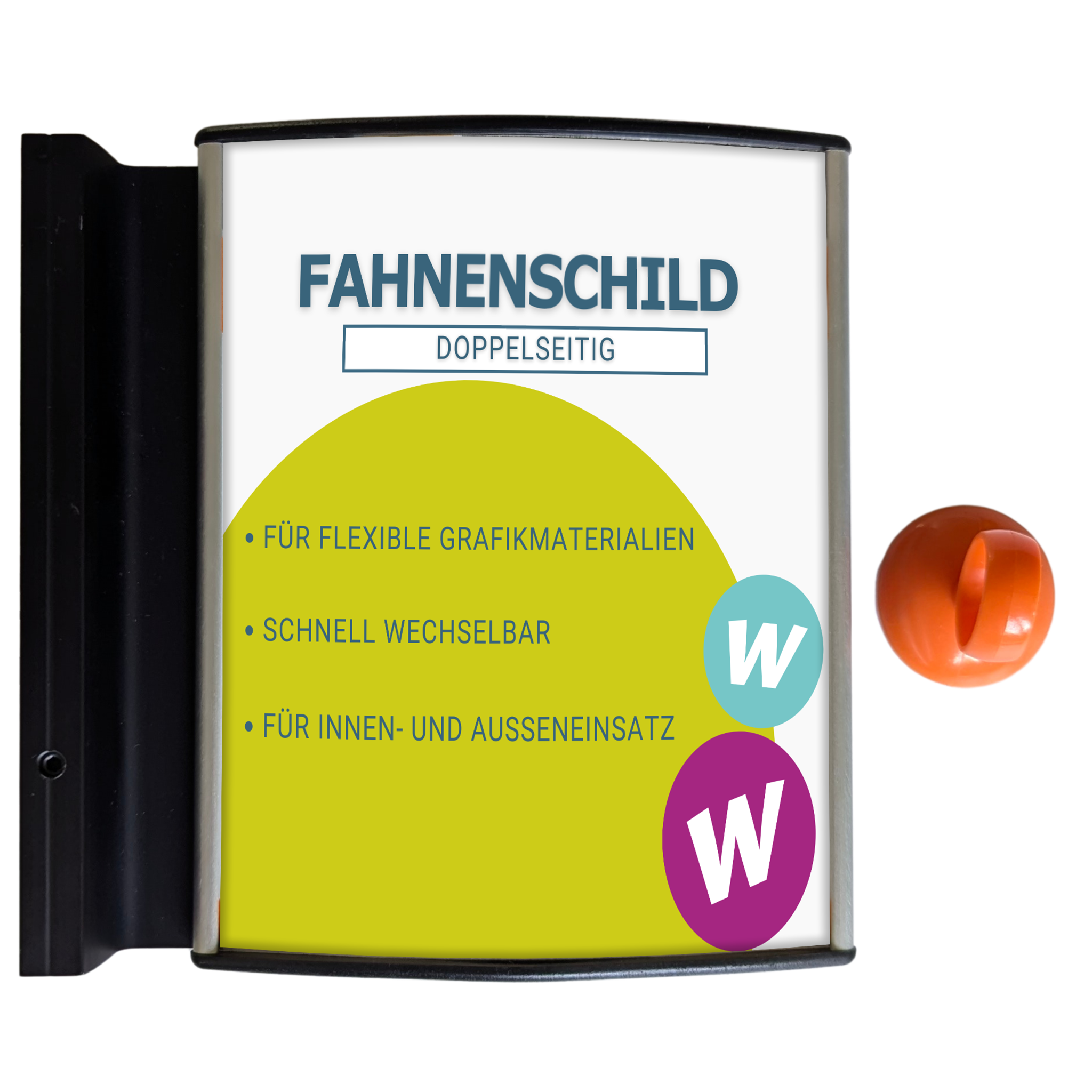 Doppelseitiges Aushängeschild/Fahnenschild | Aluminiumprofil |  mit/ohne Druck