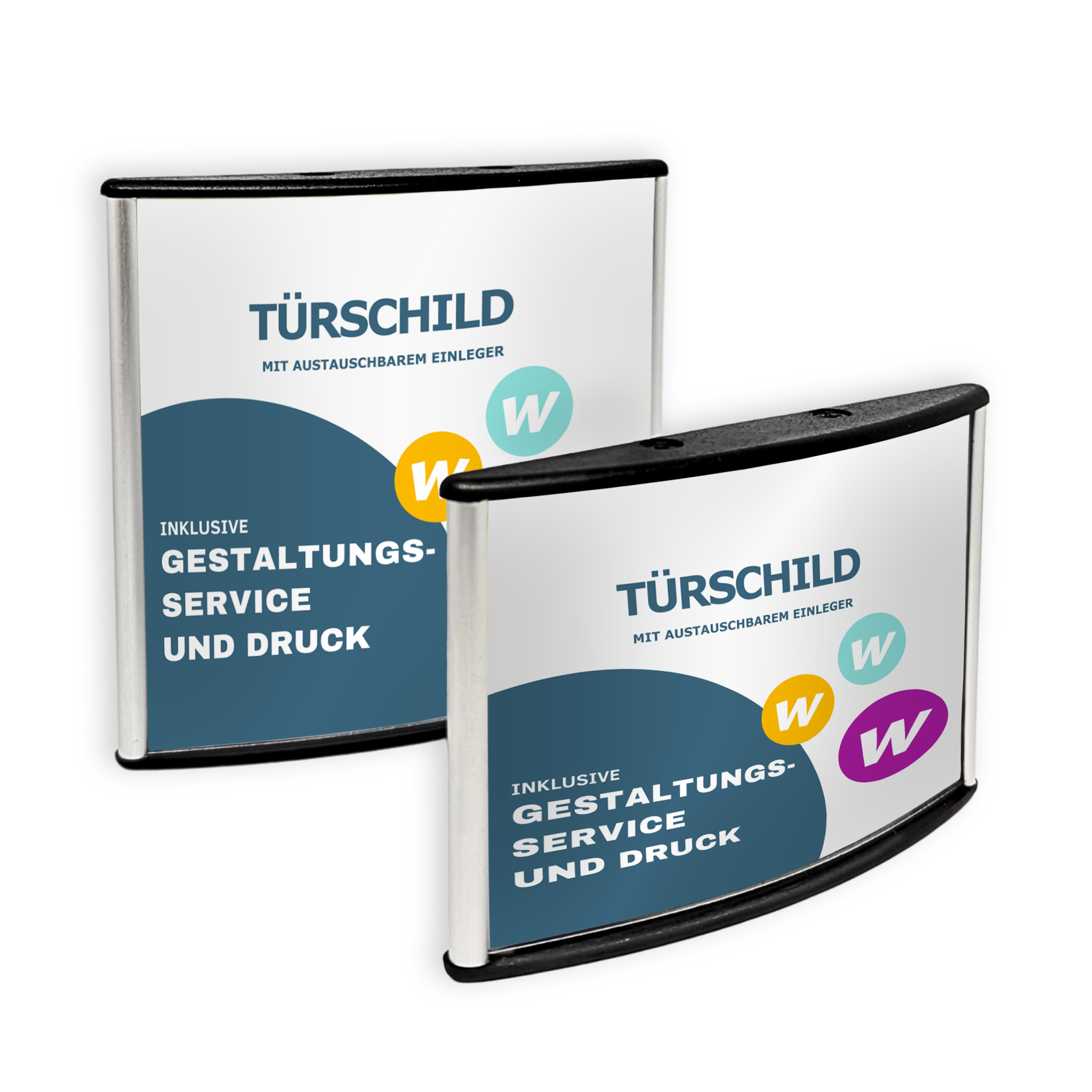 Personalisiertes Türschild | leicht gebogen | mit schwarzen Endkappen | inkl. Entwurf Druck 