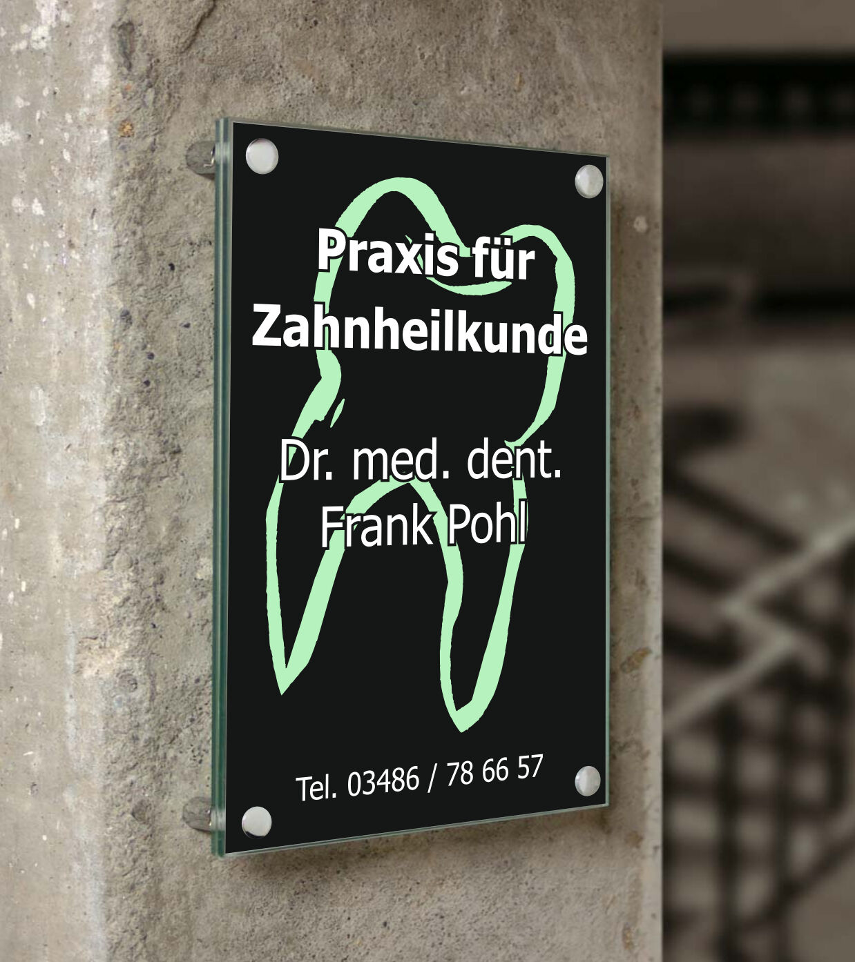 Firmenschild aus Acrylglas oder Alu-Verbund inkl. Abstandshalter und Beschriftung 