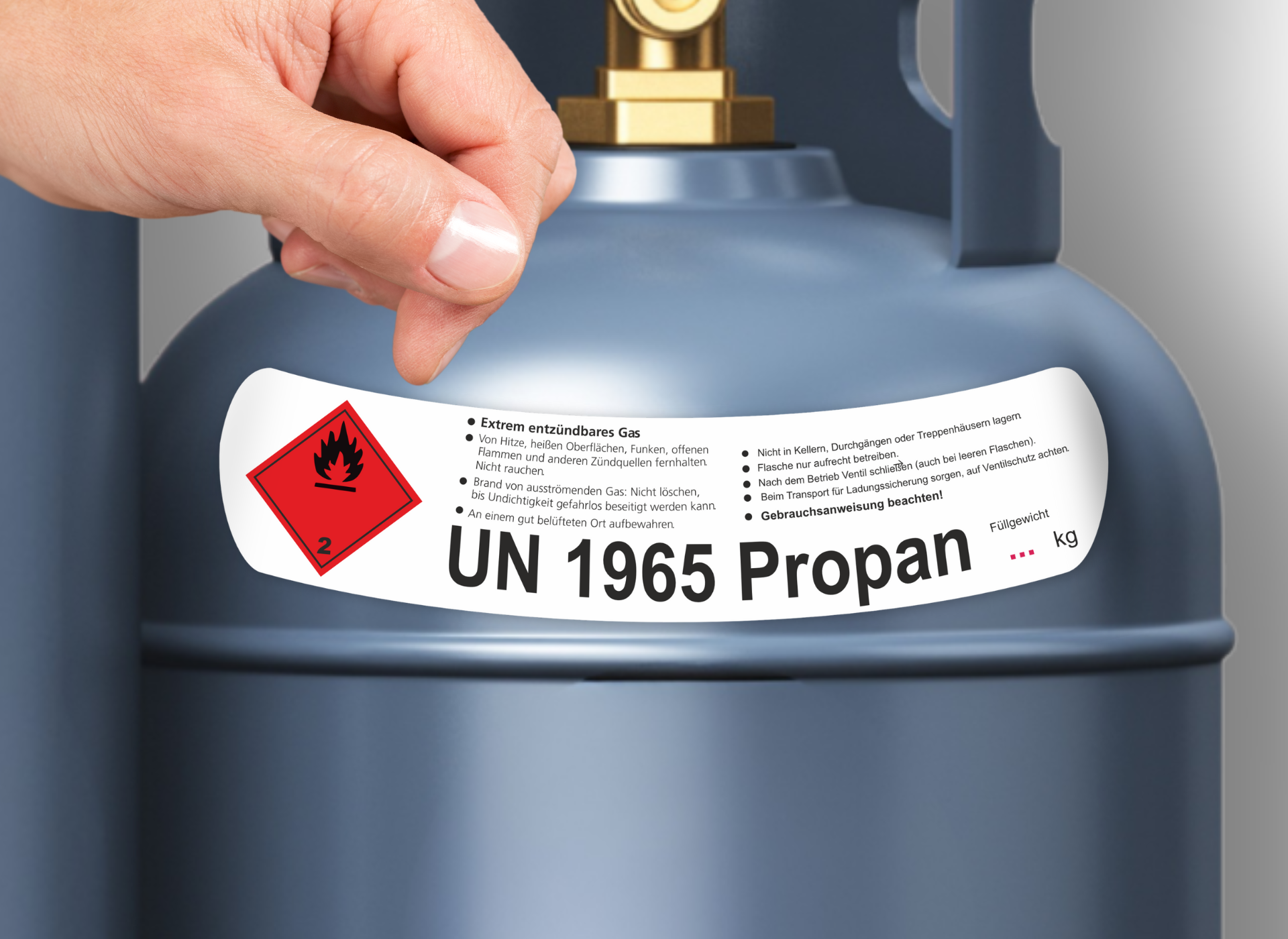 Propangas UN 1965  | Gefahrgut Kennzeichnung Aufkleber | ADR & DIN EN ISO | Personalisierung
