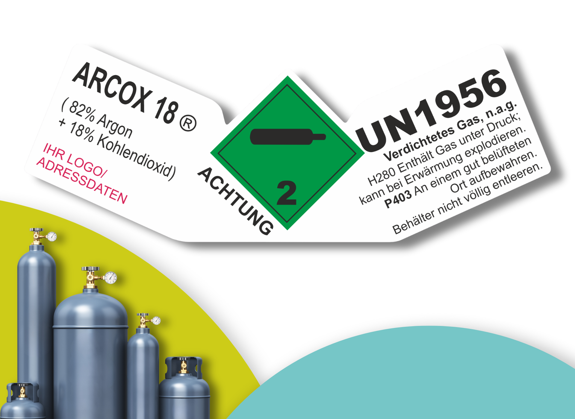 Arcox 18 UN 1956 |  Gefahrgut Kennzeichnung Aufkleber | ADR & DIN EN ISO | Personalisierung