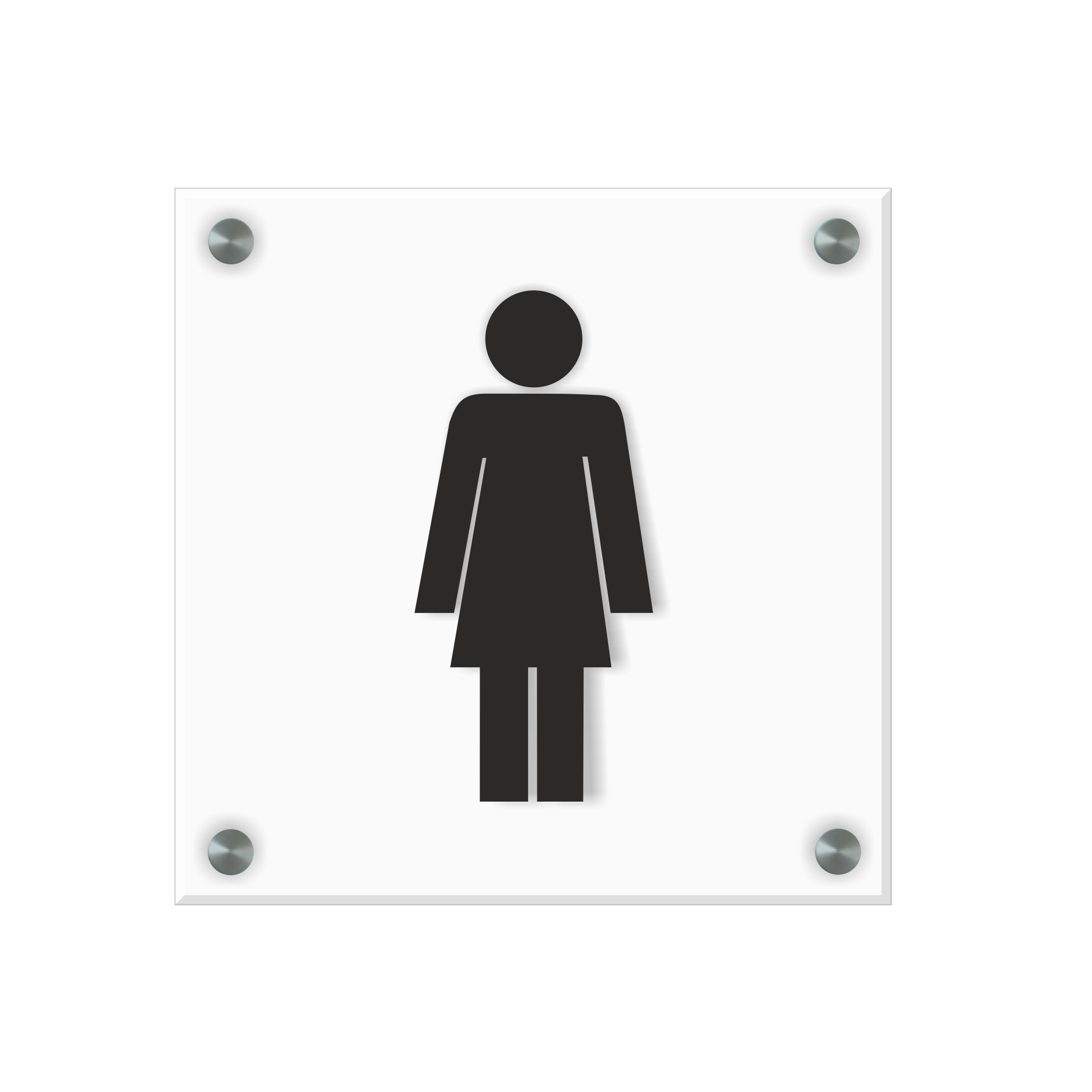 WC Schild Damen Design H | 15 cm x 15 cm Glas | Weiß, Schwarz, Anthrazit  | mit / ohne Abstandshaltern