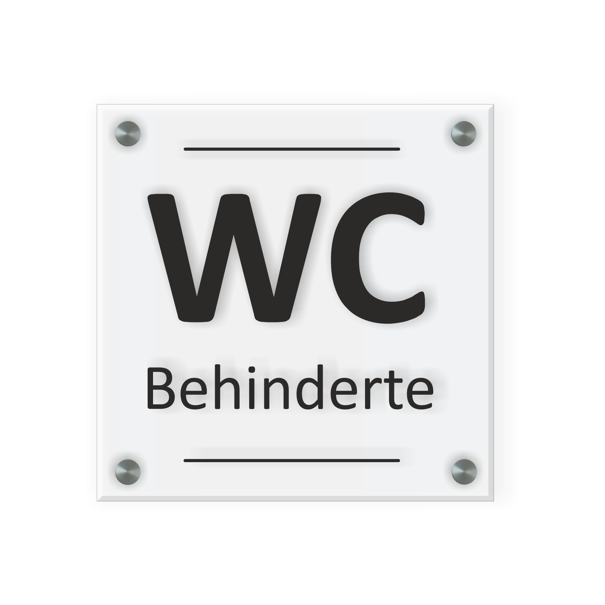 Behinderten Schild für WC | Design D |  15 x 15 cm  Glas | Weiß, Schwarz, Anthrazit | mit / ohne Abstandshaltern 