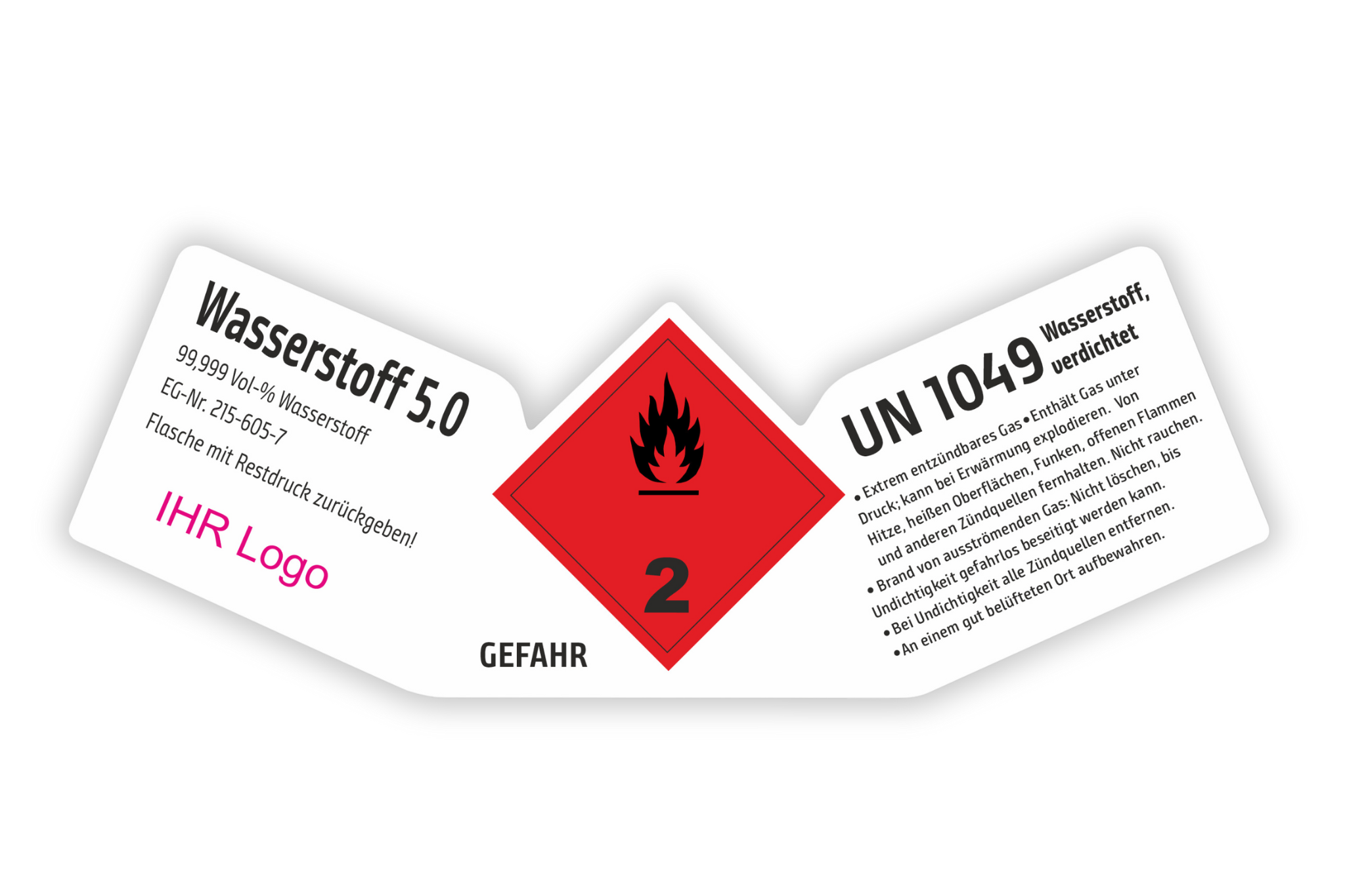 Wasserstoff 5.0 | Gefahrgut Aufkleber Set | Personalisierte & Zertifizierte Kennzeichnung  