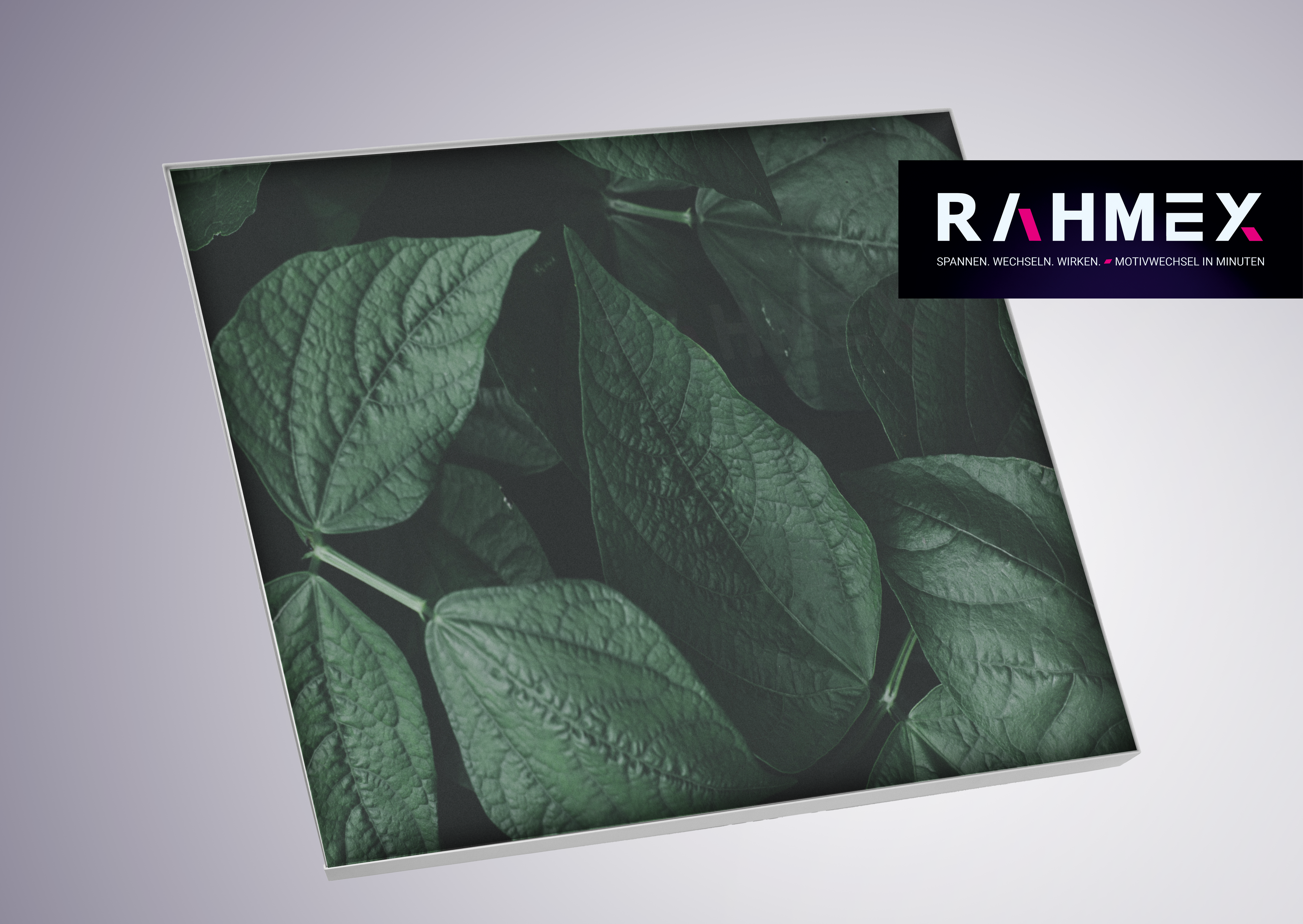 RAHMEX Textilspannrahmen 100 x 100 cm zur Wandmontage Indoor – inkl. Druck | Motivwechsel in Minuten