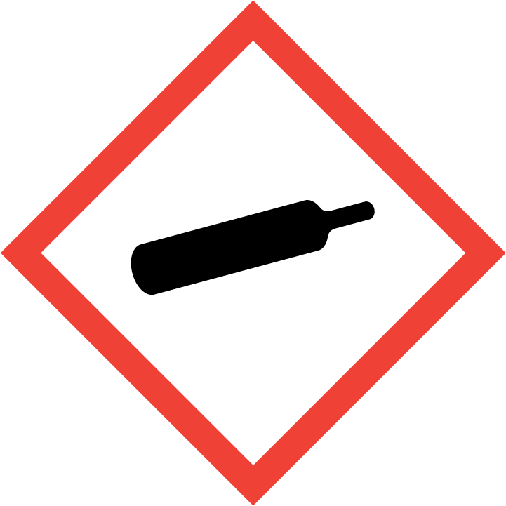 Gefahrstoffsymbole  GHS 04 „Gas unter Druck“ | Argon, Stickstoff,  Helium  | CLP ADR Gefahrgut Kennzeichnung 
