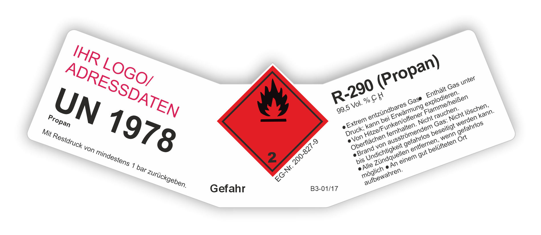 R-290 (Propan)  | Gefahrgut Aufkleber Set | Personalisierte & Zertifizierte Kennzeichnung  