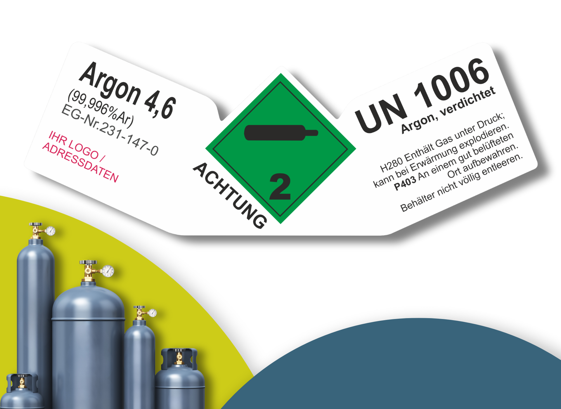 Argon 4.6 UN 1006 | Gefahrgut Kennzeichnung Aufkleber | ADR & DIN EN ISO | Personalisierung