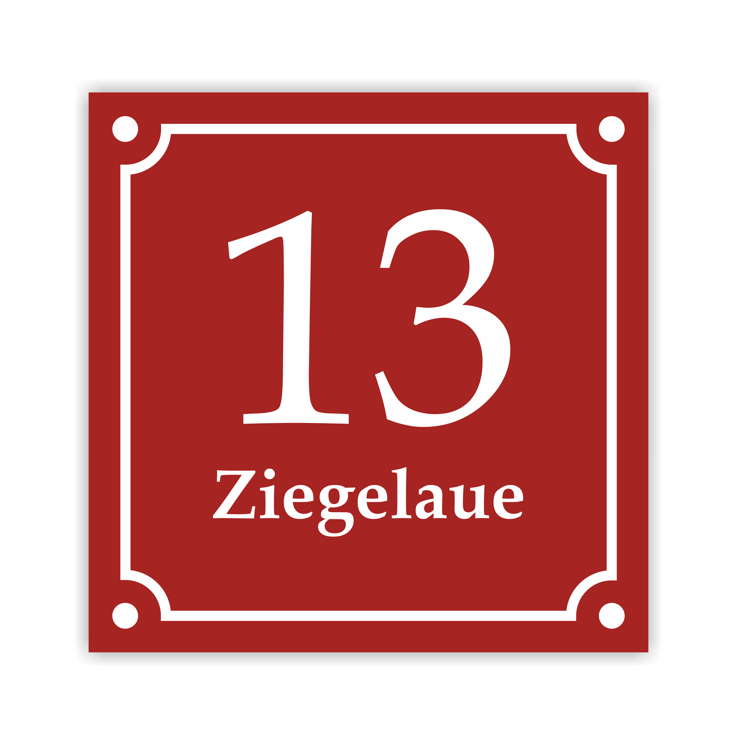 Hausnummernschild  Alu-Verbund 2 mm (15 × 15 cm) | blau, grün, rot, schwarz, weiß