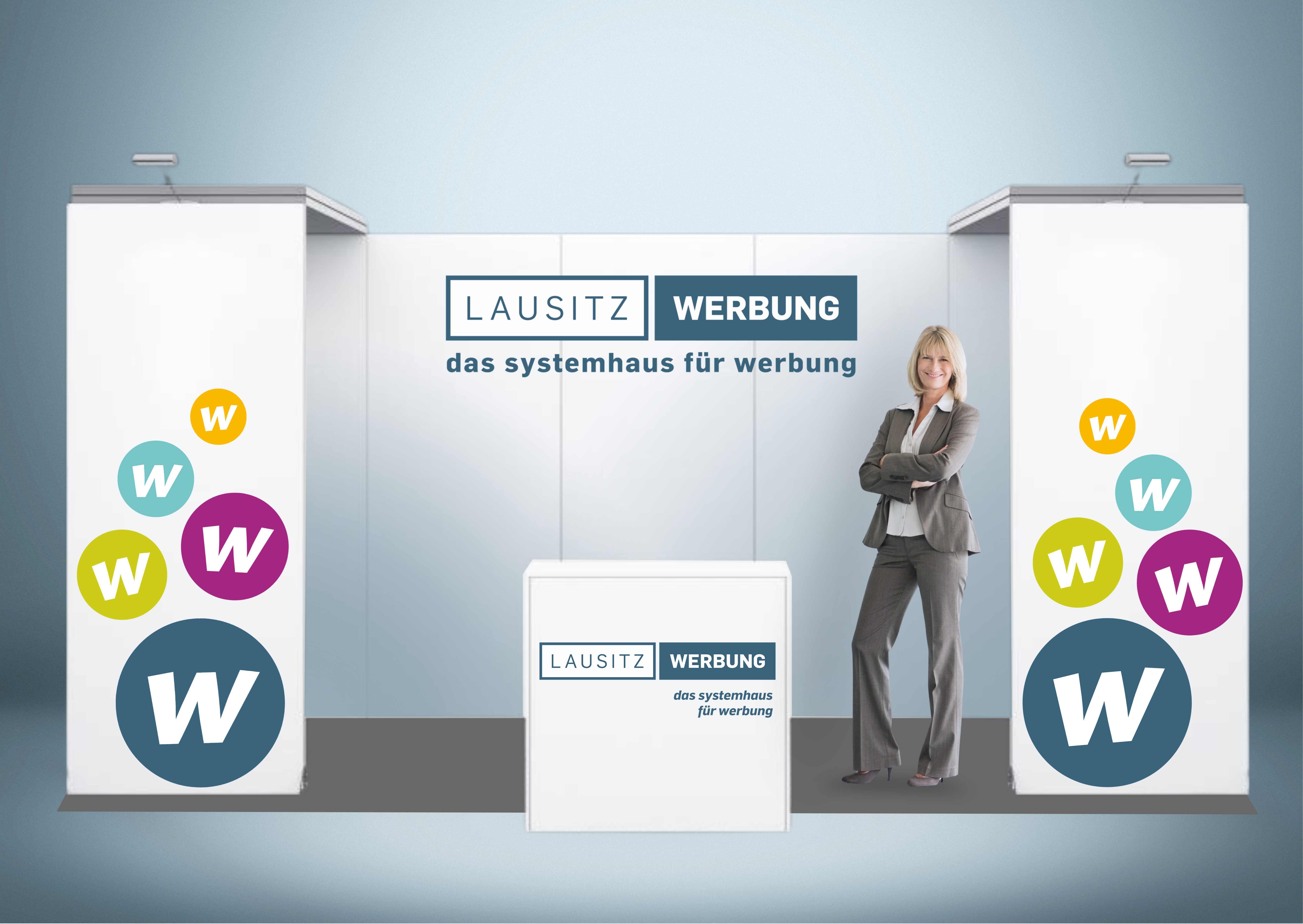 Messestand System Berlin 506 x 300 cm | werkzeugfrei, LED Spots & Hinterleuchtung, ideal für Messeauftritt