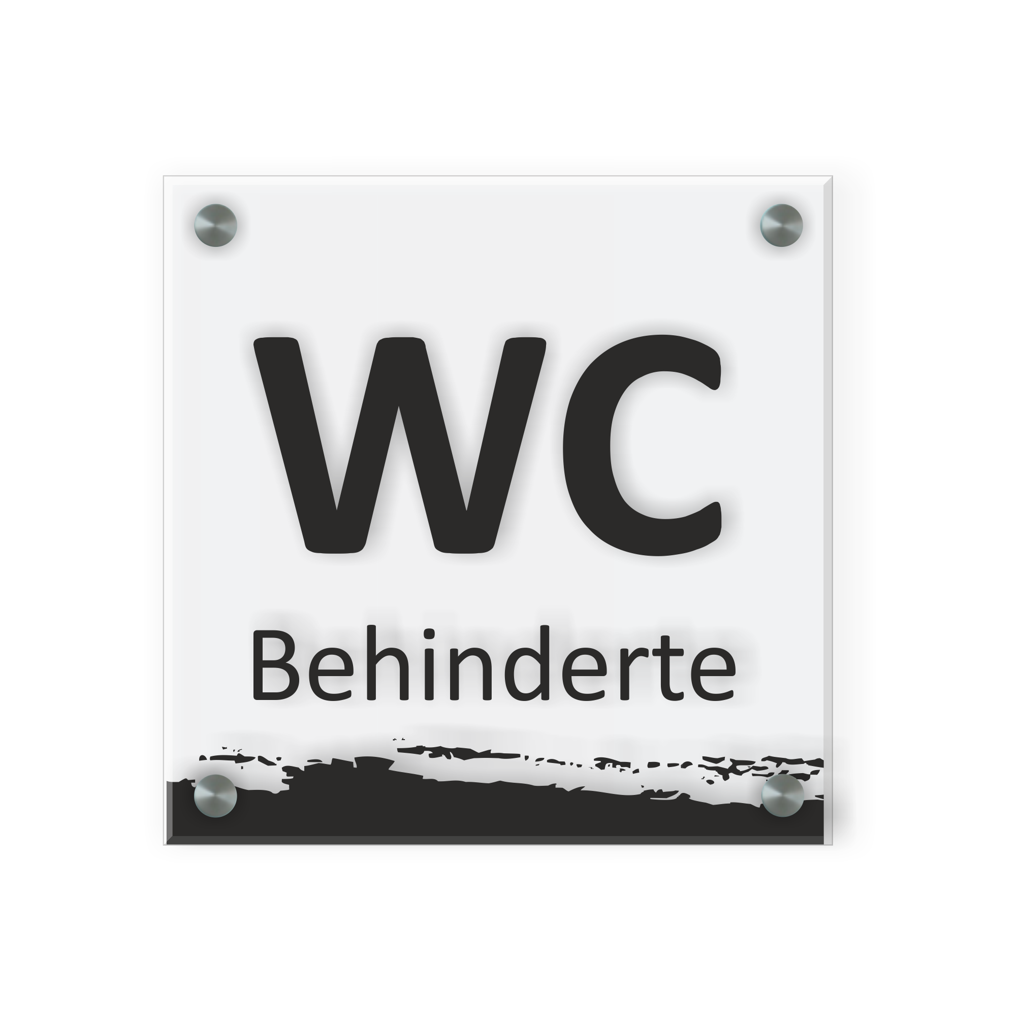 Behinderten Schild für WC | Design C |  15 x 15 cm  Glas | Weiß, Schwarz, Anthrazit | mit / ohne Abstandshaltern 