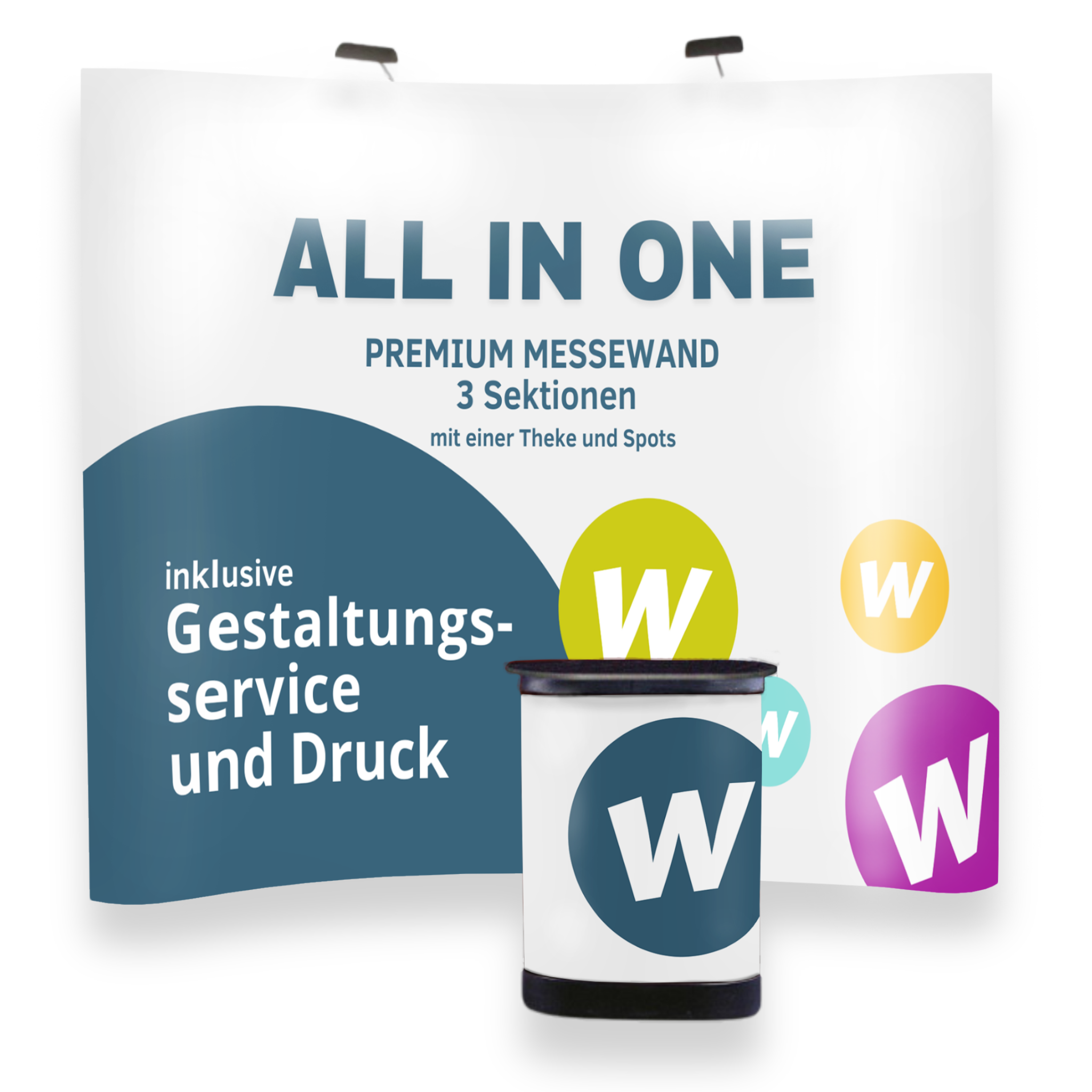 Gewölbte Pop-up-Wand, 3 Sektionen - Komplettsystem für Messen & Events