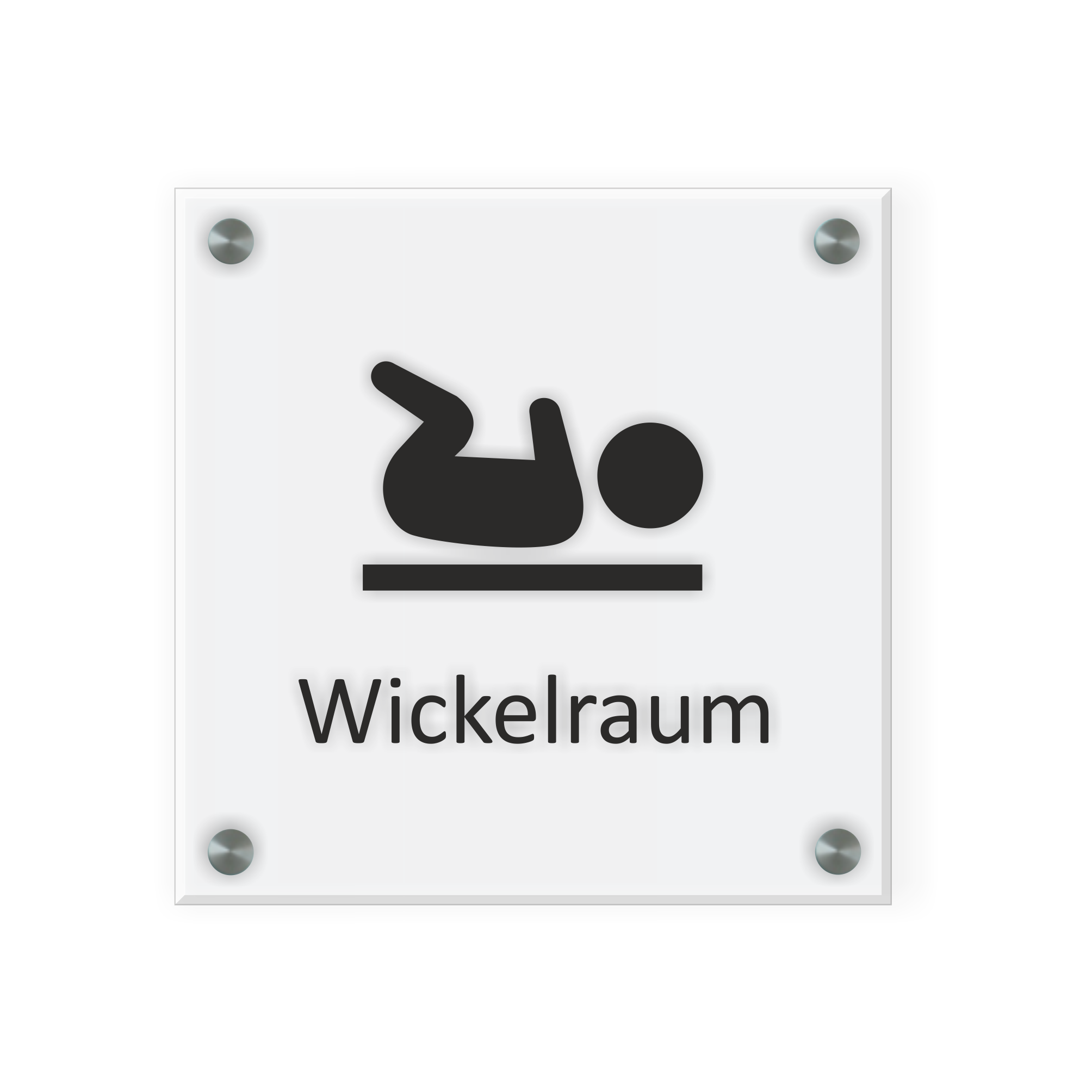 Wickelraum  Schild für WC | Design A | 15 cm x 15 cm Glas | Weiß, Schwarz, Anthrazit
