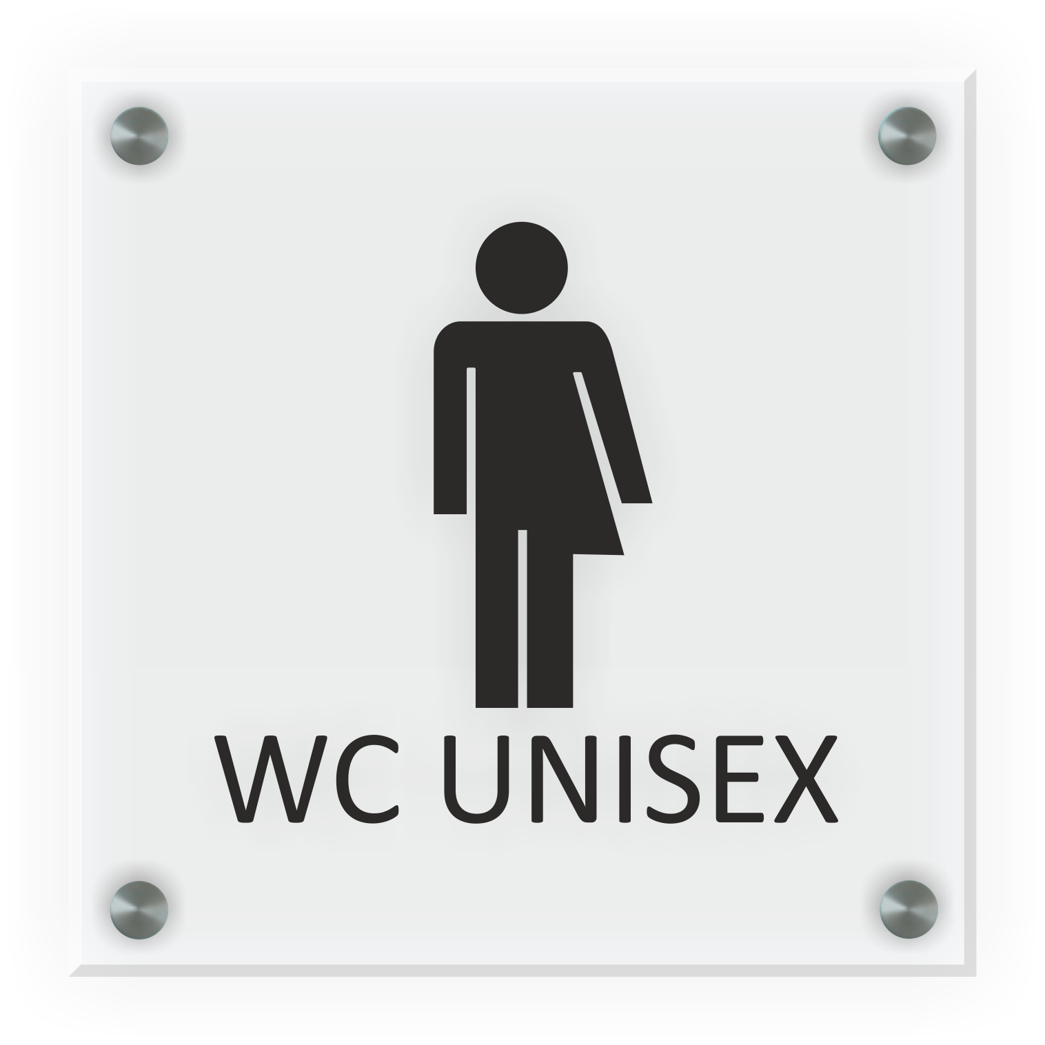 WC Schild Unisex | 15 cm x 15 cm Glas | Weiß, Schwarz, Anthrazit  | mit / ohne Abstandshaltern