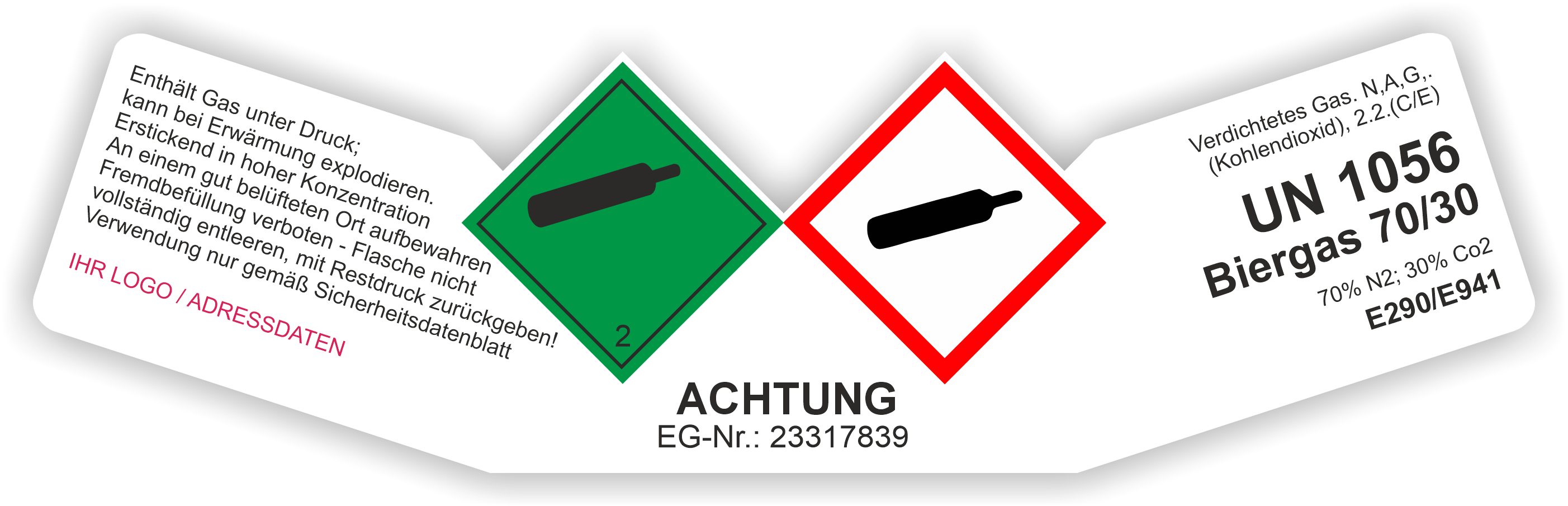 Biergas  | Gefahrgut Aufkleber Set | Personalisierte & Zertifizierte Kennzeichnung  